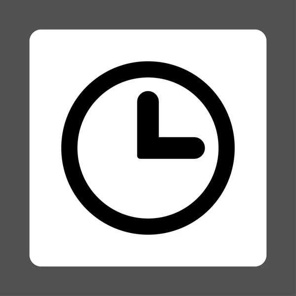 Clock flat black and white colors rounded button — Stock Photo, Image