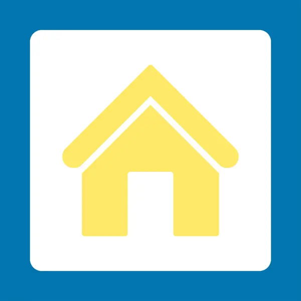 Το κουμπί σπίτι επίπεδη κίτρινα και λευκά χρώματα και στρογγυλεμένες — Φωτογραφία Αρχείου