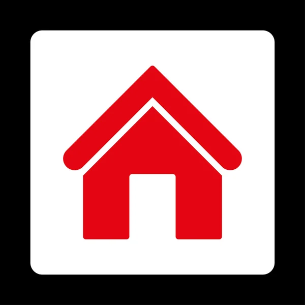 丸い家のフラット赤と白の色ボタン — ストック写真