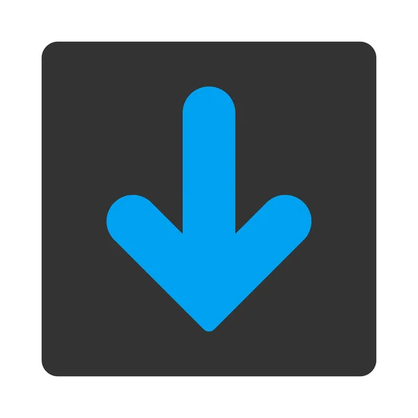 Seta para baixo plana azul e cinza cores arredondadas botão — Fotografia de Stock