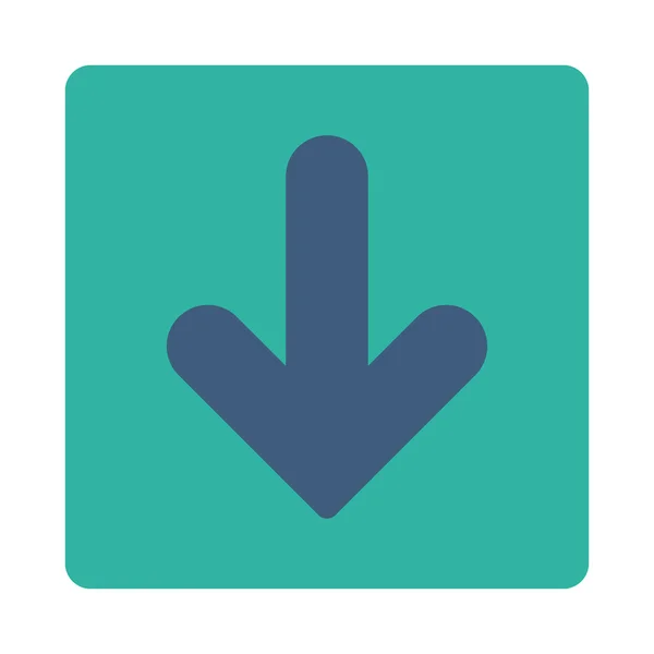 矢印ダウン フラット コバルトとシアン色の丸いボタン — ストック写真