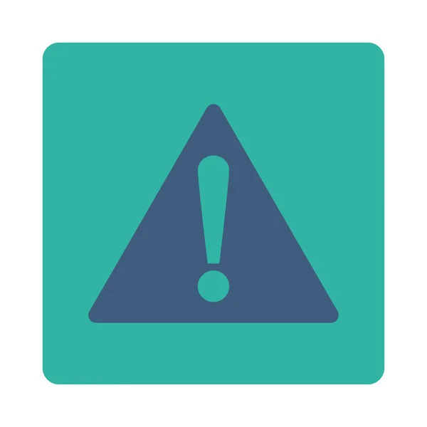 Warning flat cobalt and cyan colors rounded button — Stock Photo, Image