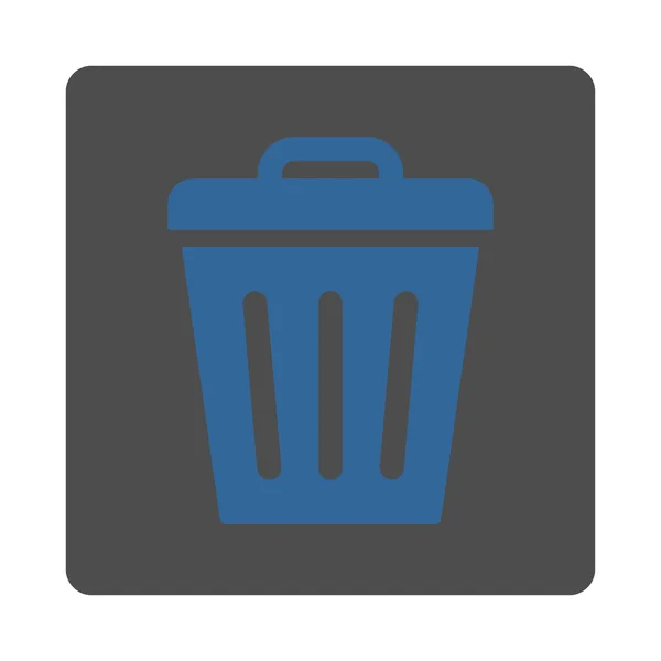 Lixo lata plana cobalto e cinza cores arredondadas botão — Fotografia de Stock