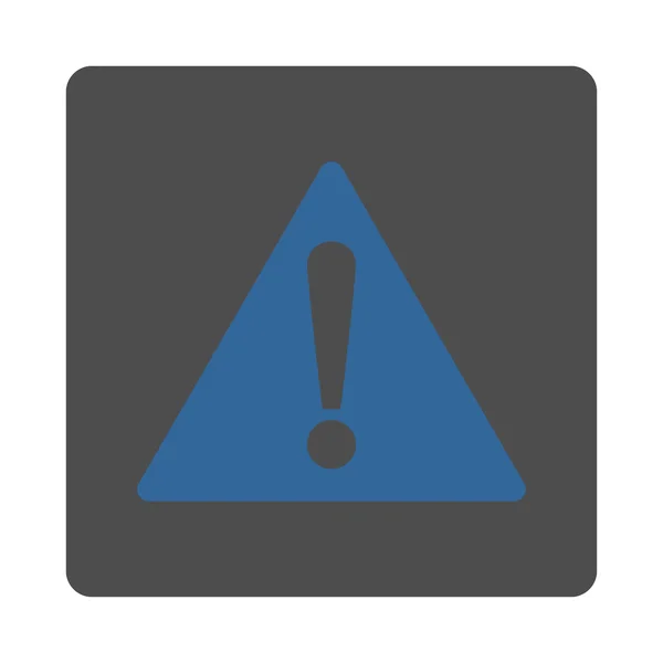 Warning flat cobalt and gray colors rounded button — Stock Photo, Image