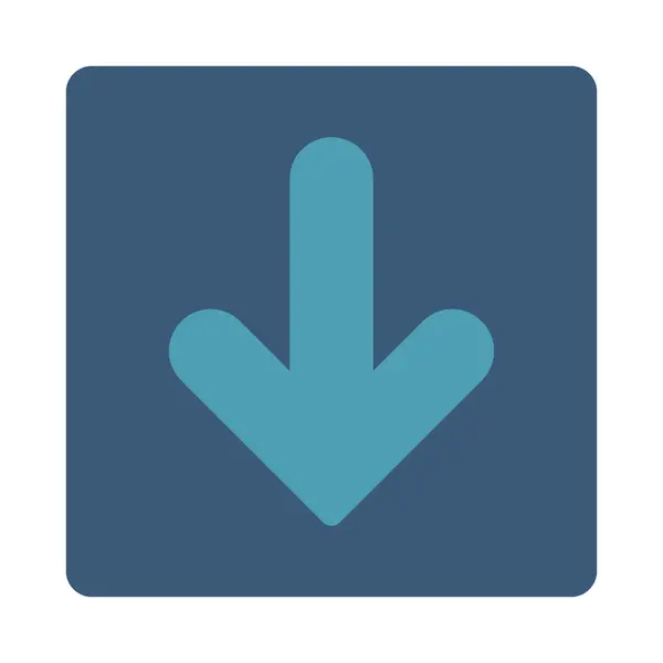 Flecha abajo plana cian y colores azules botón redondeado —  Fotos de Stock