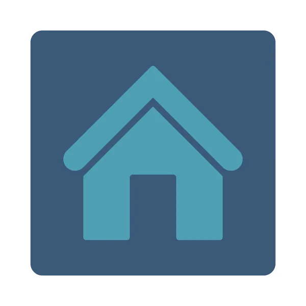 Κουμπί σπίτι επίπεδη κυανού και μπλε χρώματα στρογγυλεμένες — Φωτογραφία Αρχείου