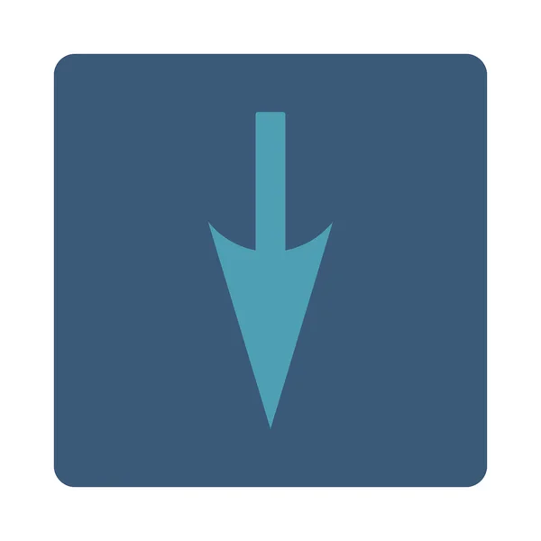 Flecha aguda hacia abajo plana cyan y colores azules botón redondeado —  Fotos de Stock