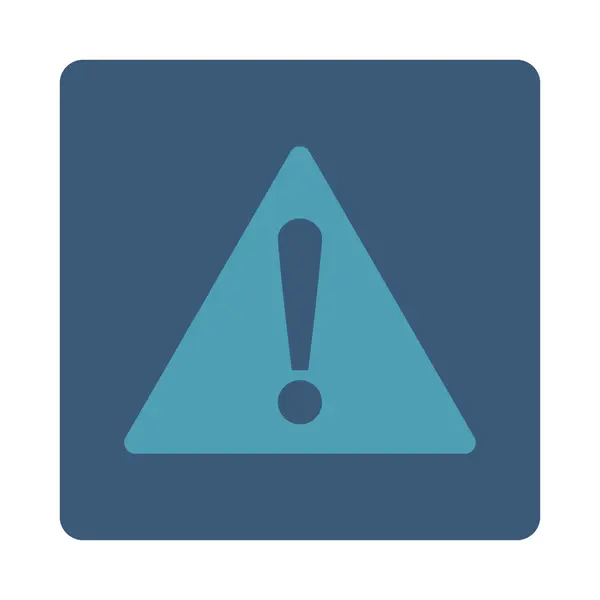 Warning flat cyan and blue colors rounded button — Stock Photo, Image