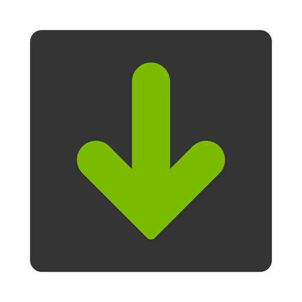 Flecha abajo plana eco verde y gris colores botón redondeado — Foto de Stock