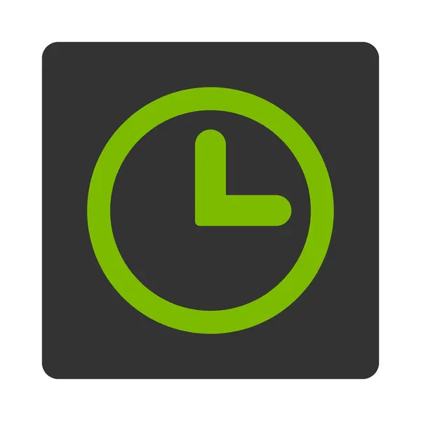 Tlačítko zaoblený hodiny plochý eco zelené a šedé barvy — Stock fotografie