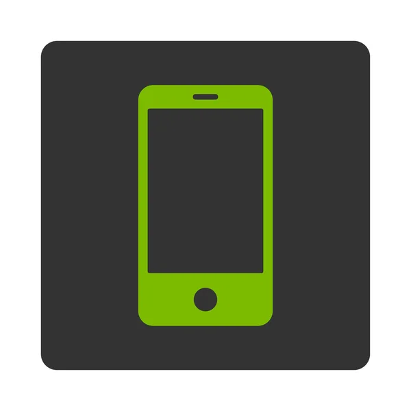 Смартфон плоский еко-зелений і сірий кольори закругленої кнопки — стокове фото