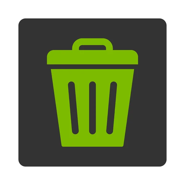 Trash Can flat eco green and gray colors rounded button — Stock Photo, Image