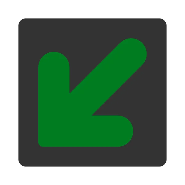 Flecha hacia abajo Izquierda plana verde y gris colores botón redondeado — Foto de Stock