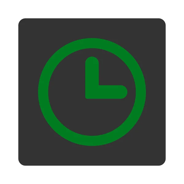 Clock flat green and gray colors rounded button — Stock Photo, Image