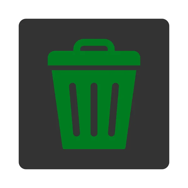 Trash Can flat green and gray colors rounded button — Stock Photo, Image