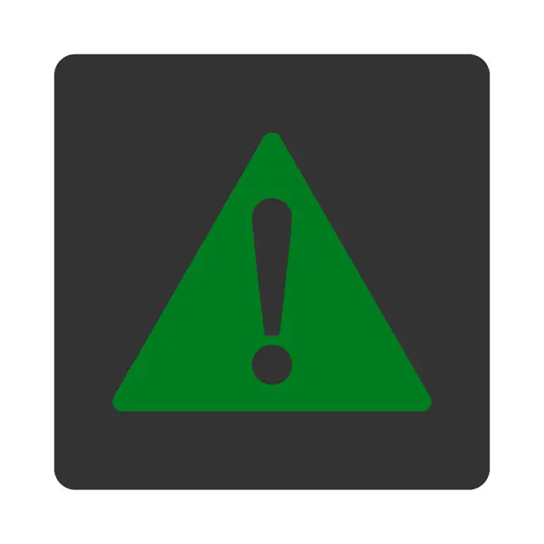 Warning flat green and gray colors rounded button — Stock Photo, Image
