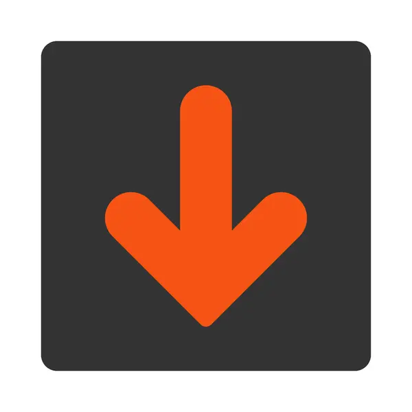 Arrow Down flat orange and gray colors rounded button — Stock Photo, Image