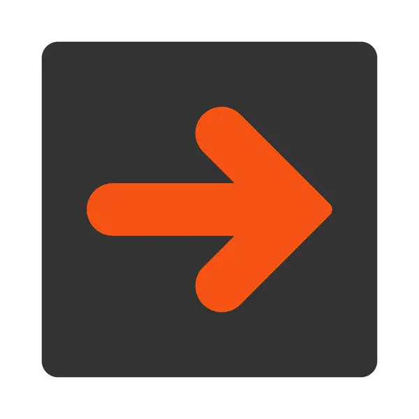 Flèche droite orange plat et gris boutons arrondis — Photo