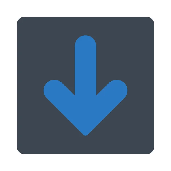 Кнопка со стрелкой вниз гладкого голубого цвета — стоковое фото
