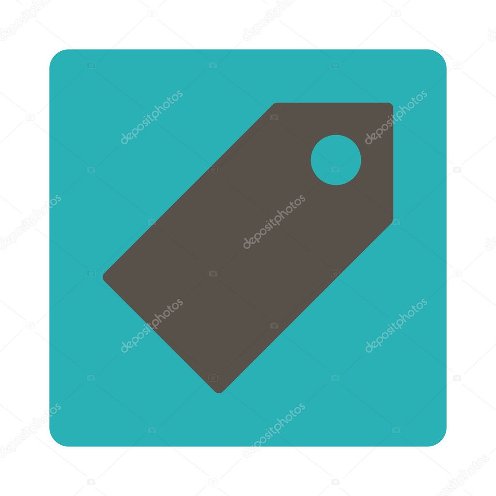 Tag flat grey and cyan colors rounded button