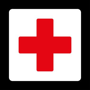 Artı düz kırmızı ve beyaz renkler düğmesini yuvarlak