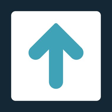 Ok yukarı yuvarlak düz mavi ve beyaz renkler düğmesi