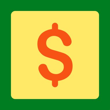 Doları yuvarlak düz turuncu ve sarı renkler düğmesi