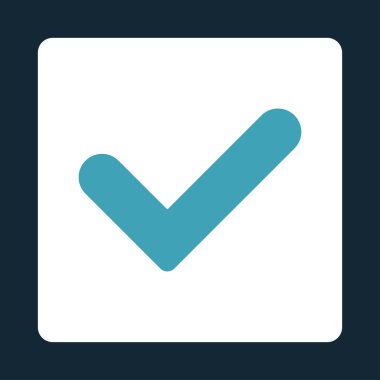 Evet yuvarlak düz mavi ve beyaz renkler düğmesi