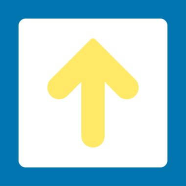 Ok yukarı yuvarlak düz sarı ve beyaz renkler düğmesi