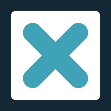 İptal yuvarlak düz mavi ve beyaz renkler düğmesi