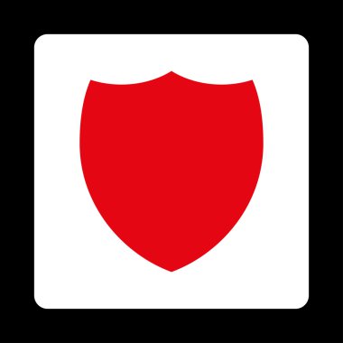 Kalkan düz kırmızı ve beyaz renkler düğmesini yuvarlak