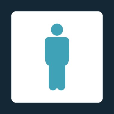 Adam düz mavi ve beyaz renkler düğmesini yuvarlak