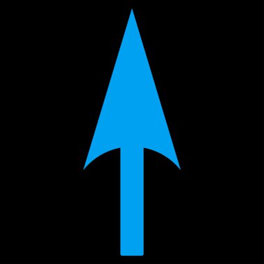 Ok eksen Y düz mavi renk simgesi