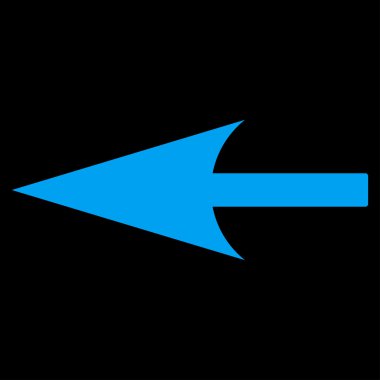 Keskin sol ok düz mavi renk simgesi