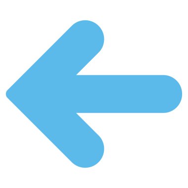 Ok sol düz mavi renk simgesi