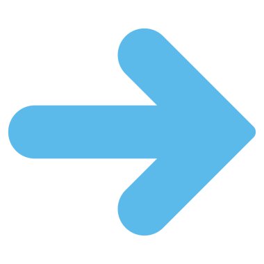 Ok sağ düz mavi renk simgesi