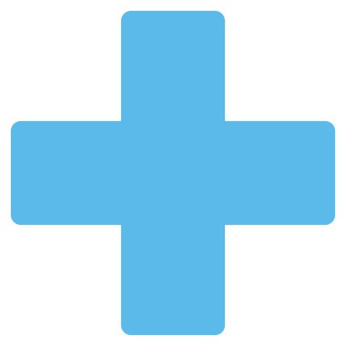 Artı düz mavi renk simgesi