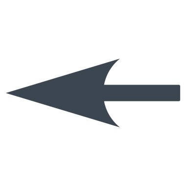 Keskin sol ok düz düz mavi renk simgesi