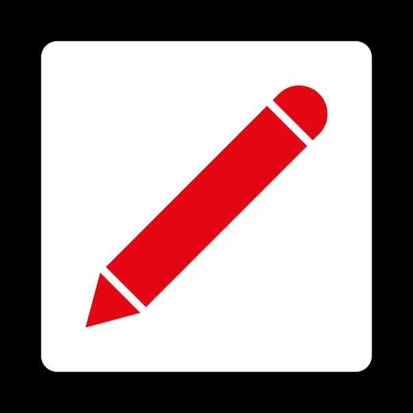 Tlačítko zaoblený tužka ploché červené a bílé barvy — Stockový vektor