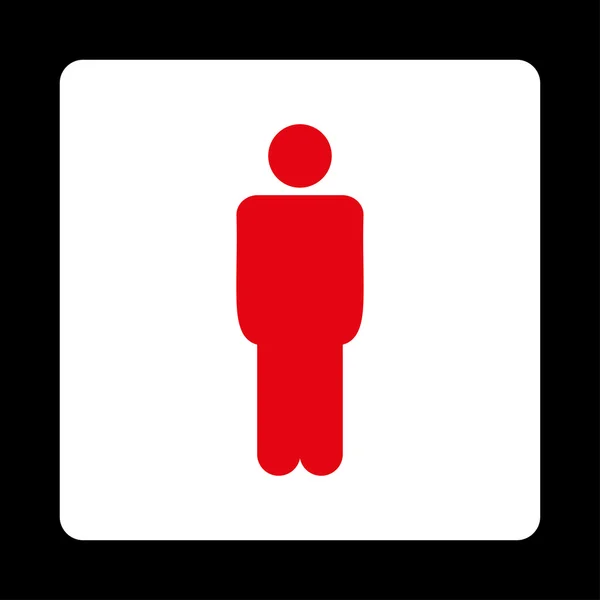 Uomo piatti colori rosso e bianco arrotondato pulsante — Vettoriale Stock