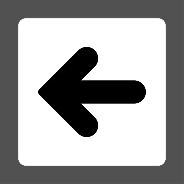Επίπεδη μαύρο και άσπρο βέλος αριστερό κουμπί χρώματα στρογγυλεμένες — Διανυσματικό Αρχείο