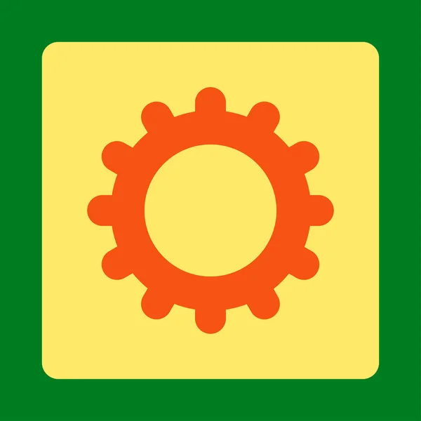 Kugghjulet platt orange och gula färger rundade — Stock vektor