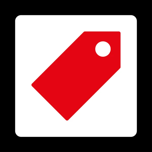 Tag plana cores vermelhas e brancas botão arredondado — Vetor de Stock