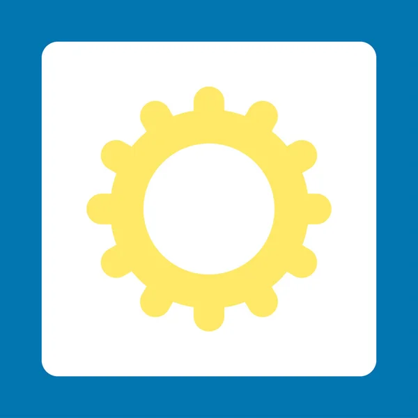 ギア フラット黄色と白の色の丸いボタン — ストックベクタ
