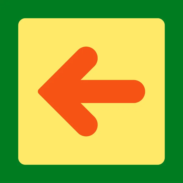 Seta Esquerda plana laranja e amarelo cores arredondadas botão — Vetor de Stock