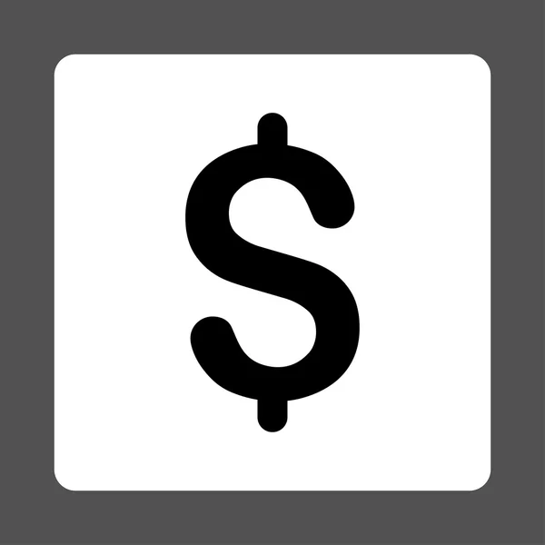 Dollar plat noir et blanc couleurs bouton arrondi — Image vectorielle