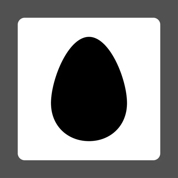 Яйцо плоского черно-белого цвета округлая кнопка — стоковый вектор