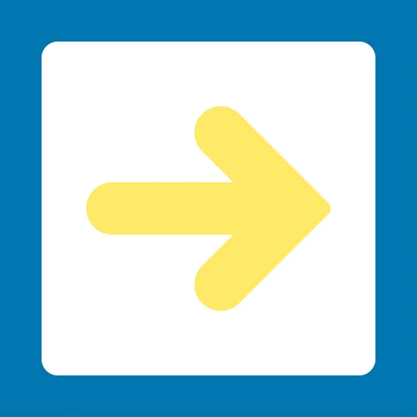 Šipka vpravo plochý žluté a bílé barvy zaoblené tlačítko — Stockový vektor