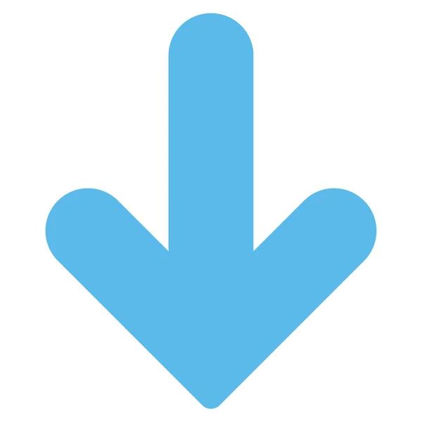 Panah Turun ikon warna biru rata - Stok Vektor