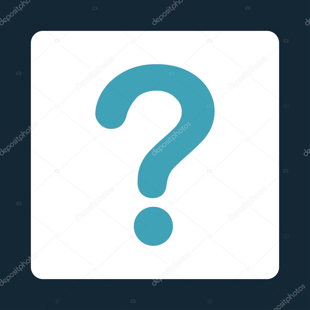 Question flat blue and white colors rounded button